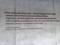 A sign at the memorial for those murdered during the Holocaust